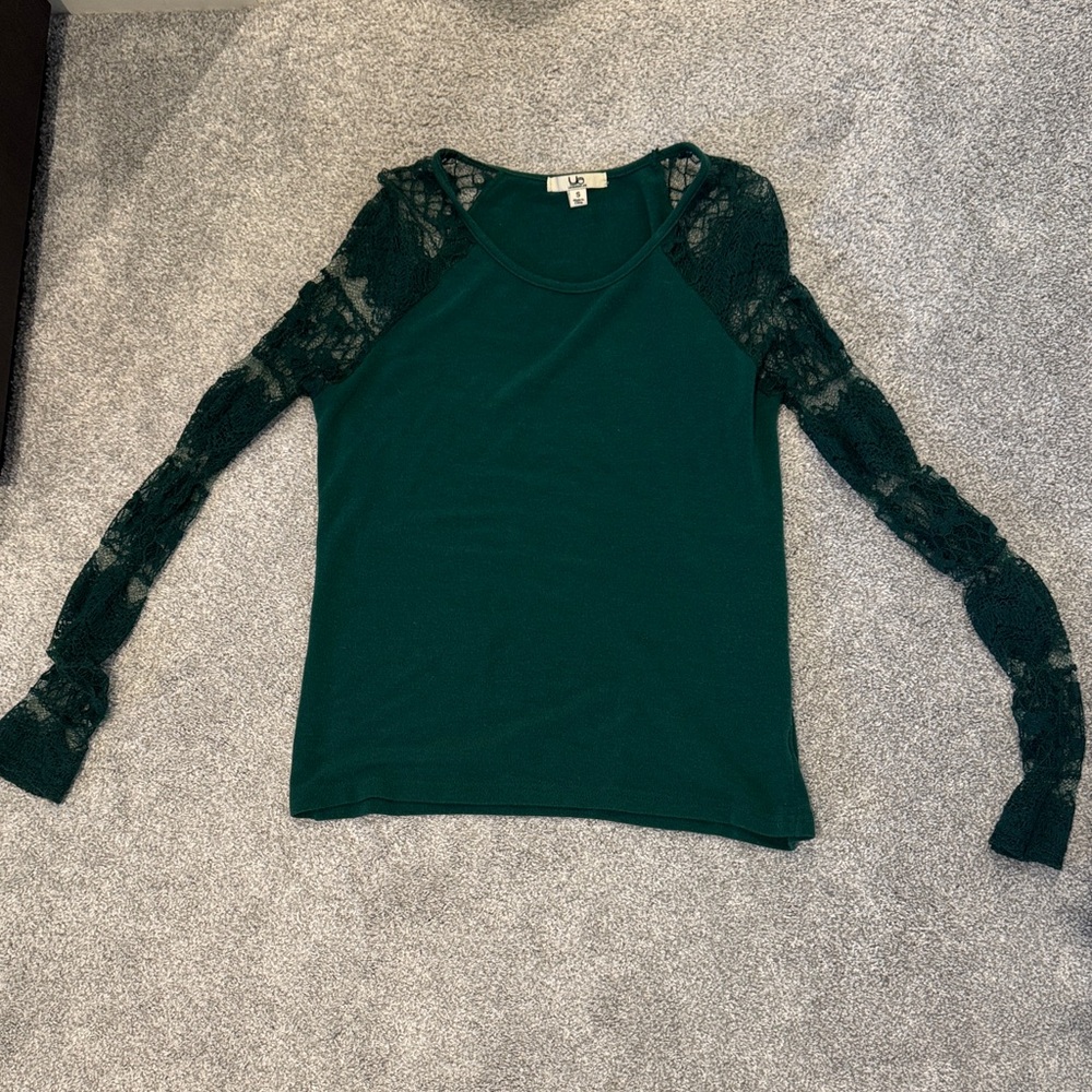 INC International Concepts Teal Lace Sleeve Blouse